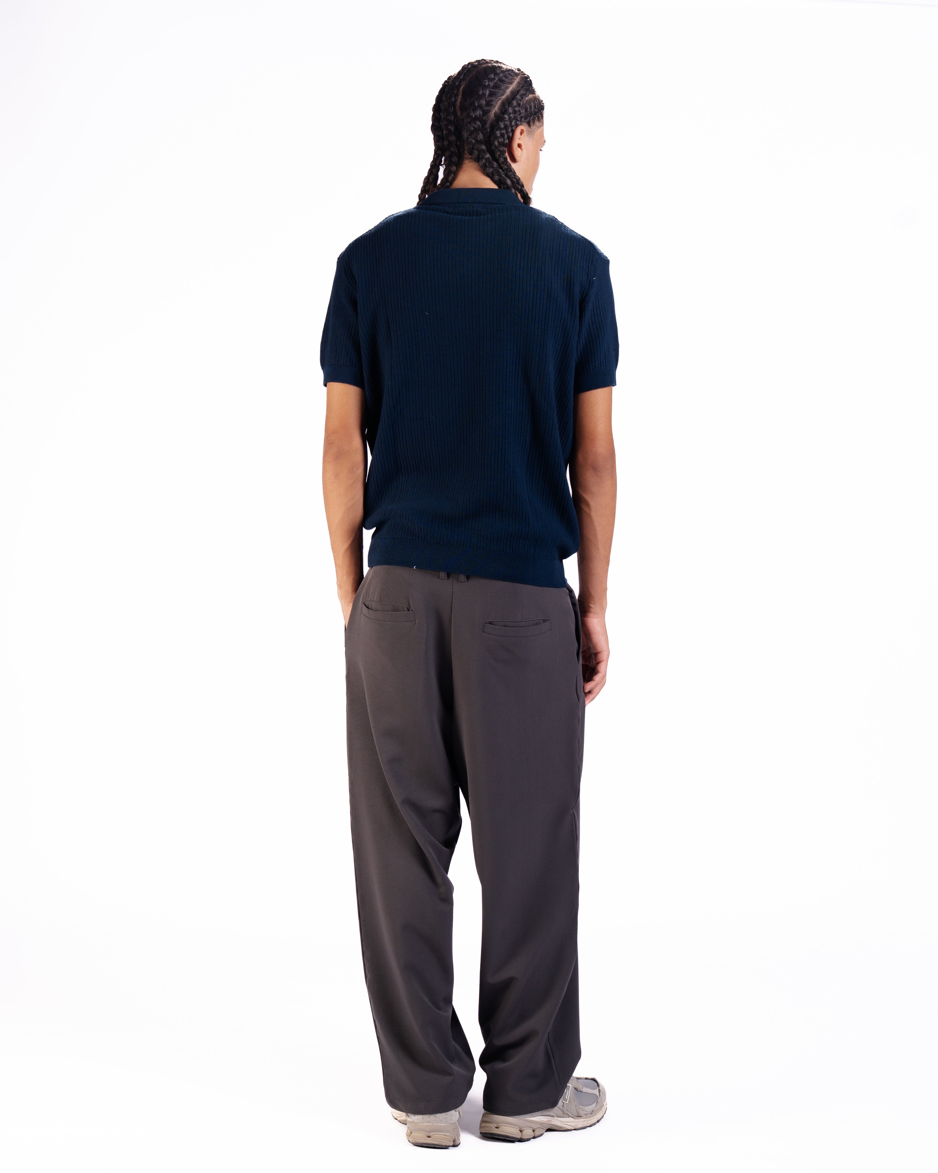 Rib Knit Polo in Midnight Blue